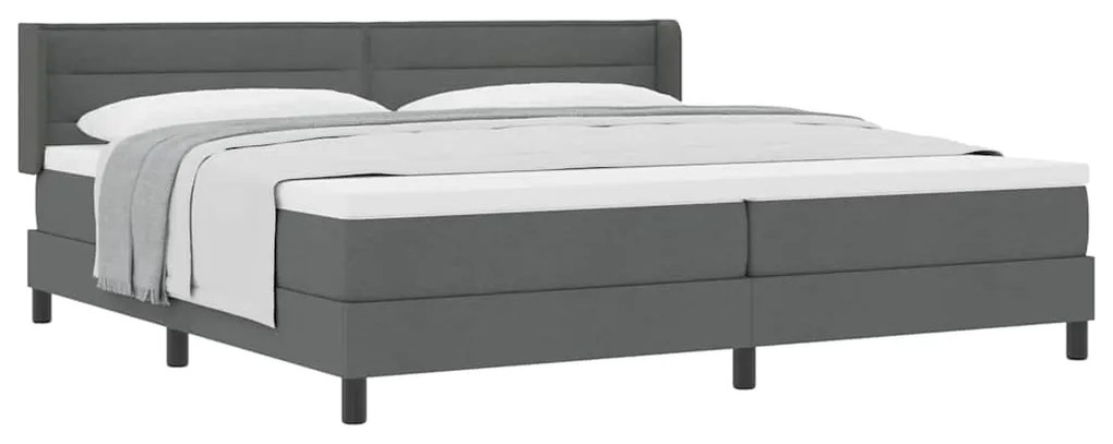 Cama Box com Colchão Cinza Escuro, 200 x 200 cm, Tecido