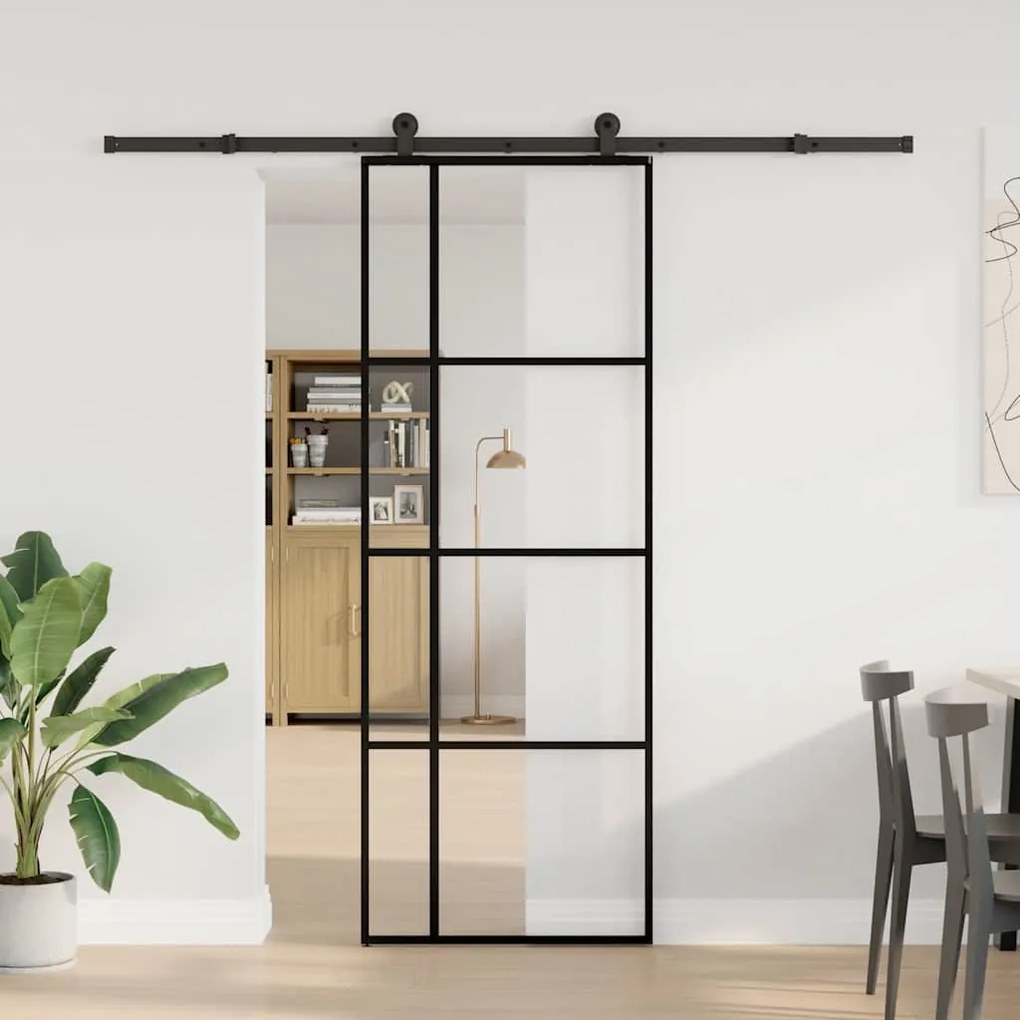 Porta deslizante c/ conj. ferragens 76x205cm vidro ESG/alumínio