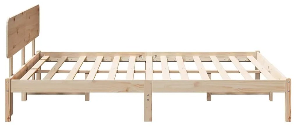 Estrado de Cama com Cabeceira 160x200 cm em Madeira de Pinho Sólido