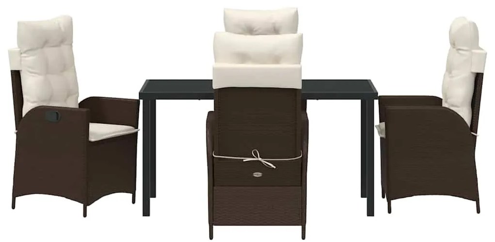Conjunto de jantar para jardim com 5 peças e almofadas marrons em ratt