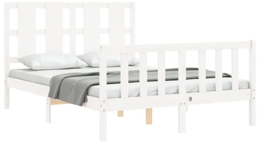 Cama sem colchão 120x200 cm madeira de pinho maciça branco