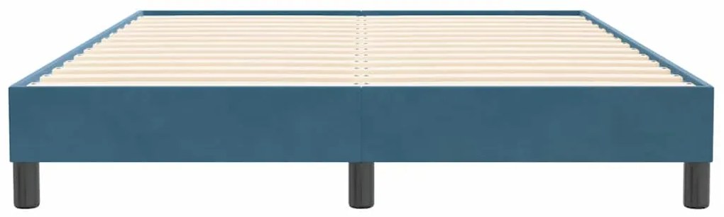 Estrutura de cama sem colchão 140x210 cm veludo azul-escuro