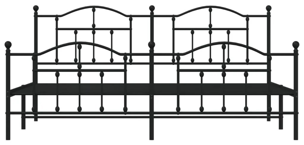 Estrutura de cama com cabeceira e pés 200x200 cm metal preto