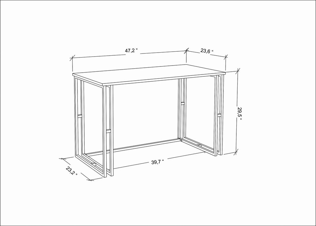 Mesa de Estudo Kane – Branco Antracite – 120x60x74,8 cm