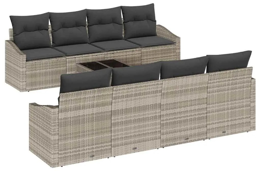 Conjunto de Sofá de Jardim de 7 Peças com Almofadas Cinza Claro de Pol