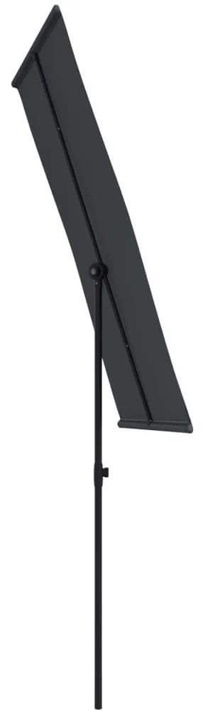 Guarda-sol de jardim com poste de alumínio 180x110 cm preto