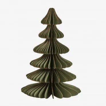 Pack De 2 Árvores De Natal Em Papel Navira ↑15 Cm & Verde Pesto Com Borda Dourada - Sklum