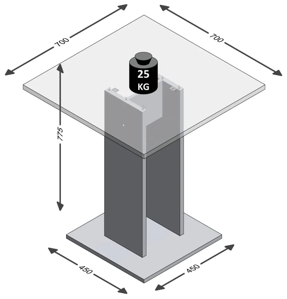 FMD Mesa de jantar 70 cm cinzento cimento e branco