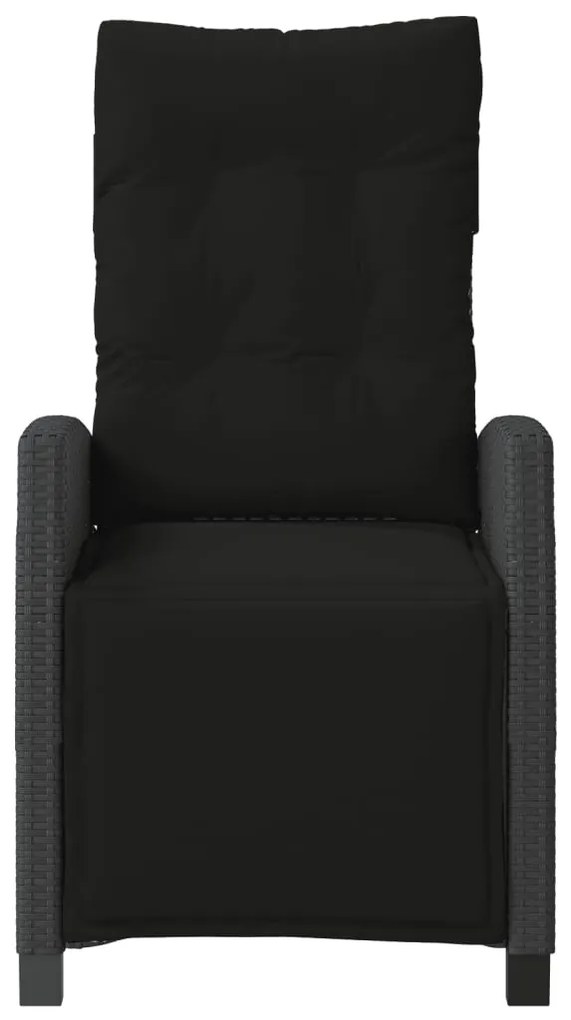 Cadeiras jardim reclináveis 2 pcs c/ apoio de pés vime PE preto