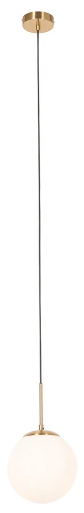 Candeeiro suspenso inteligente dourado com vidro opalino incl. Wifi P45 - Flore