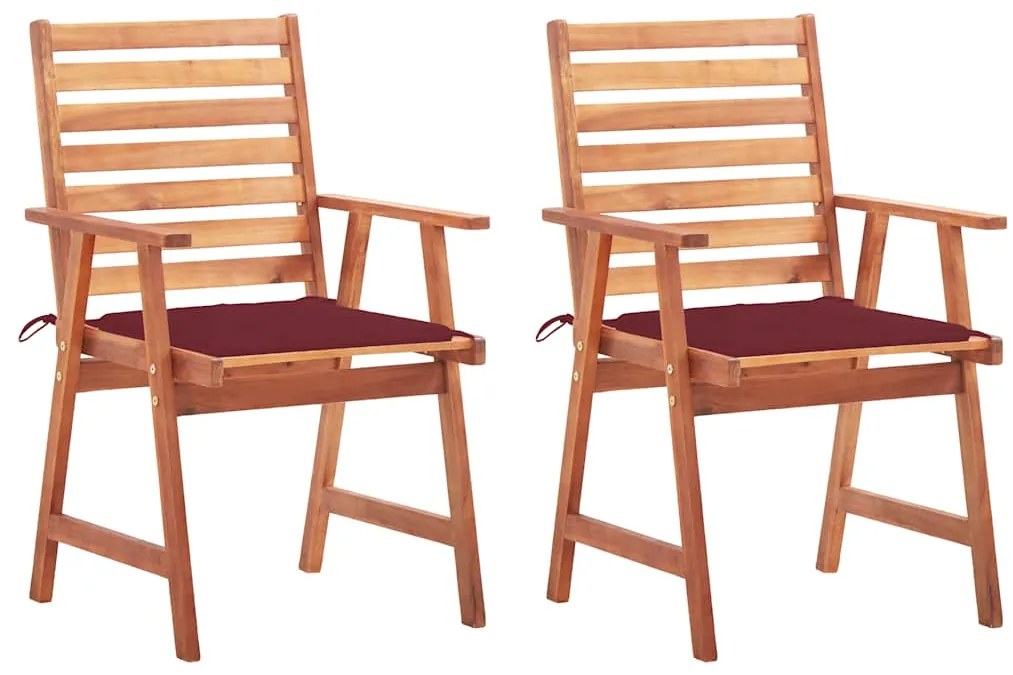 Cadeiras de jantar p/ jardim 2 pcs c/ almofadões acácia maciça