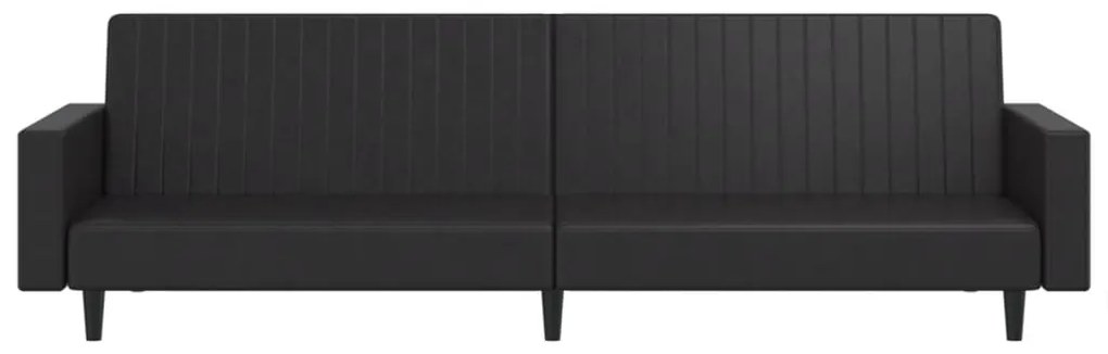Sofá-cama de 2 lugares couro artificial preto