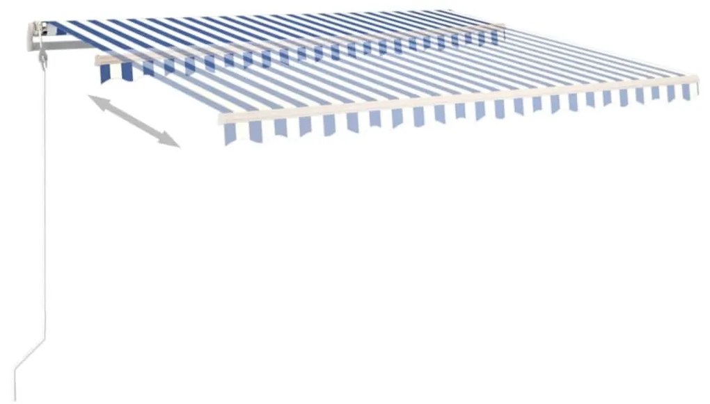 Toldo retrátil automático 400x350 cm azul e branco