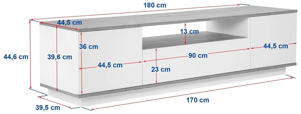 Móvel de TV "Future" - 180x44,6x44,5 cm - Design Moderno - Caxemira e