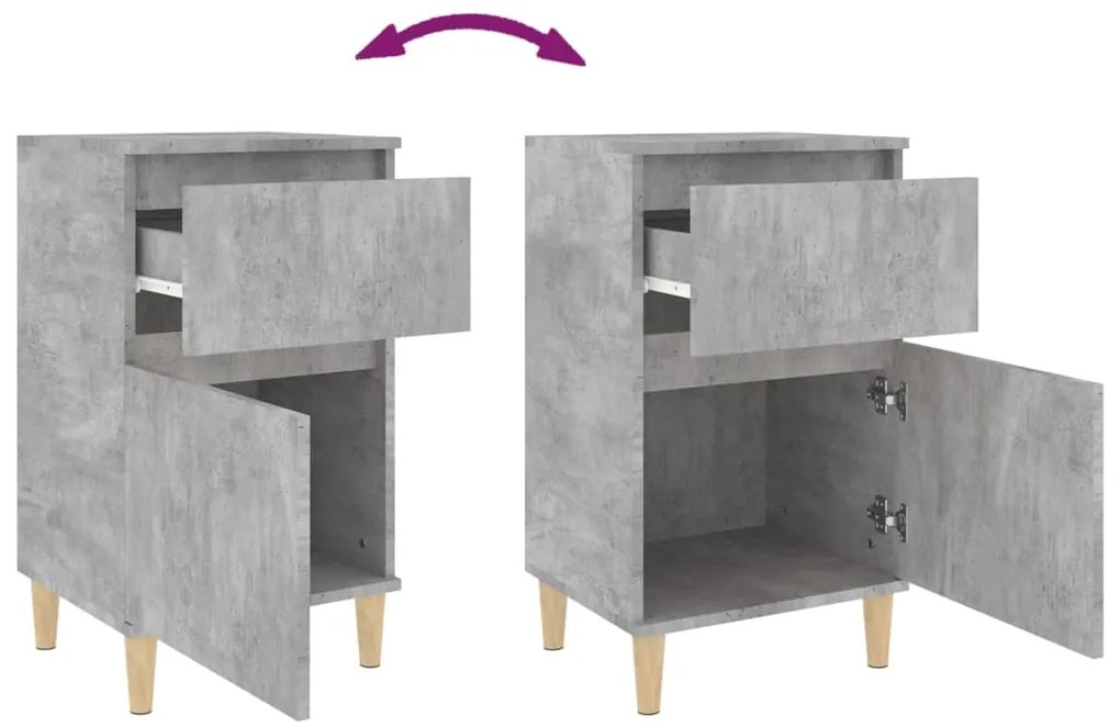 Mesas de cabeceira 2 pcs 40x35x70 cm cinzento cimento