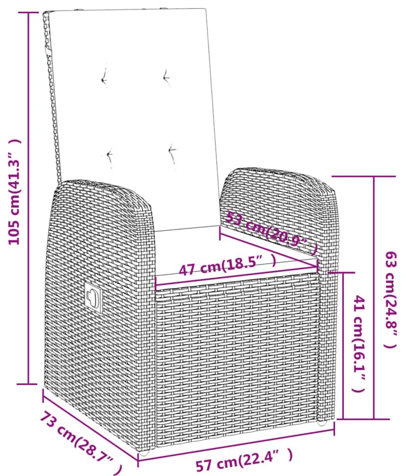 7 pcs conjunto de jantar para jardim com almofadões cinza