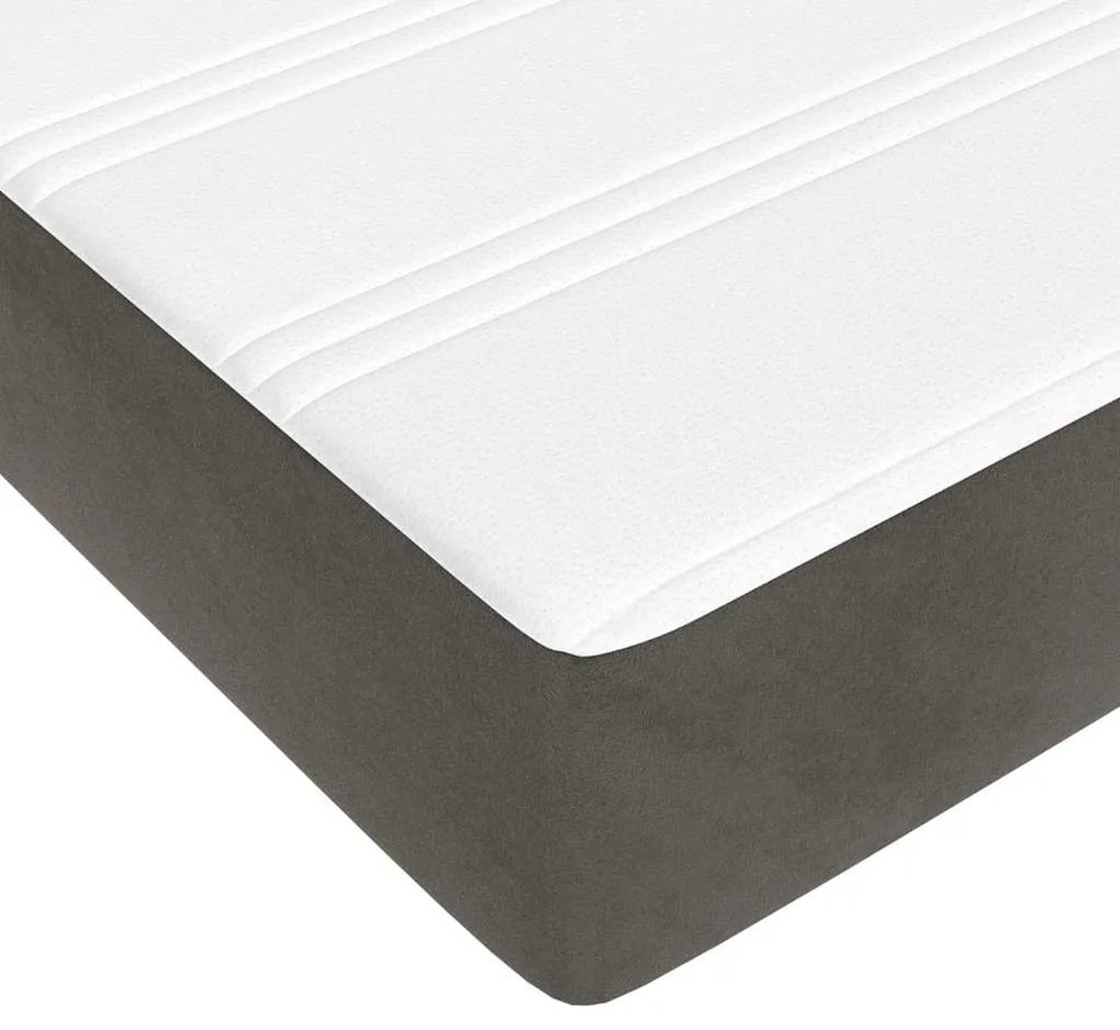 Colchão de molas ensacadas 120x220x20 cm veludo cinza-escuro