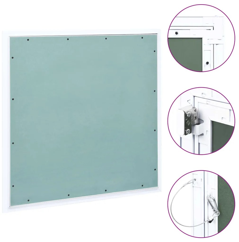 vidaXL Painel acesso moldura de alumínio e gesso cartonado 600x600 mm