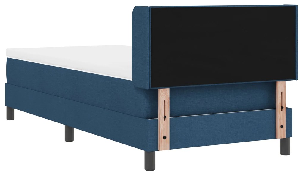 Cama Box Spring vidaXL com Colchão Azul 90x190 cm Tecido, Cabeceira Bo