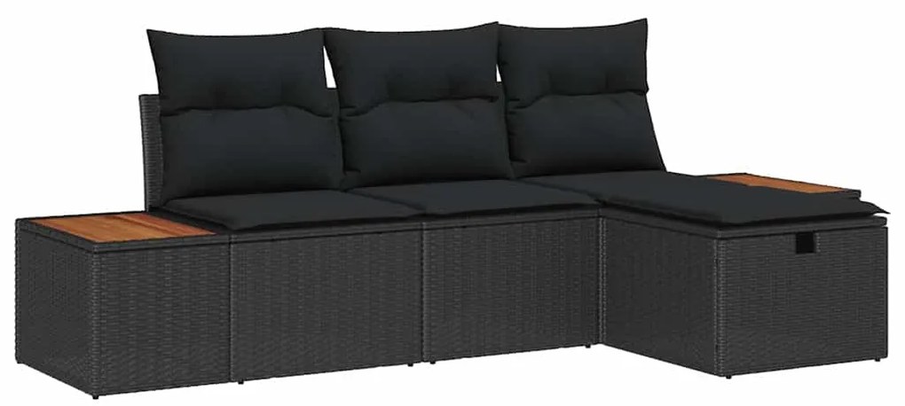 Conjunto de Sofás de Jardim vidaXL de 4 Peças com Almofadas em Rattan