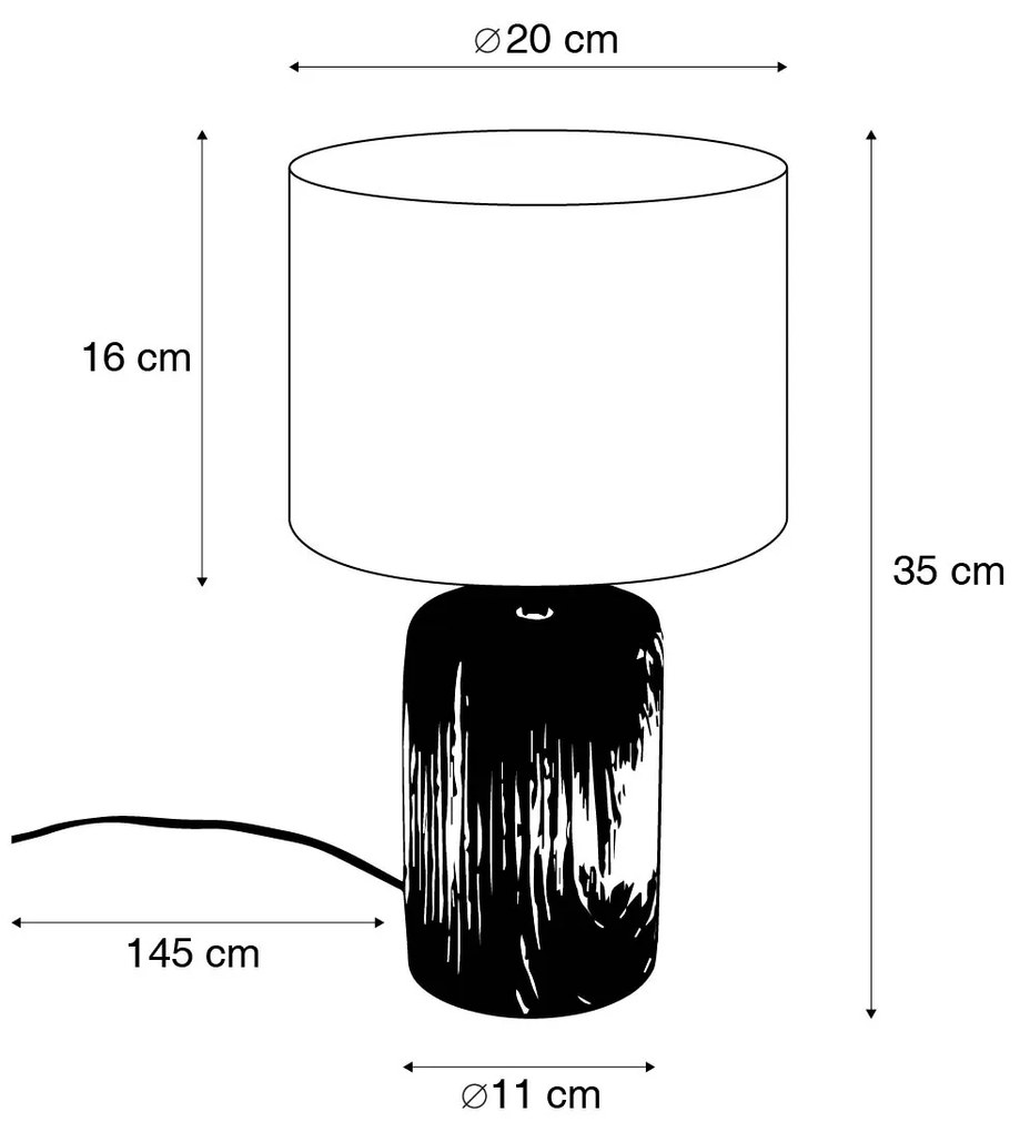 Candeeiro de mesa estilo rústico bege com castanho 35 cm - Lipa Rústico