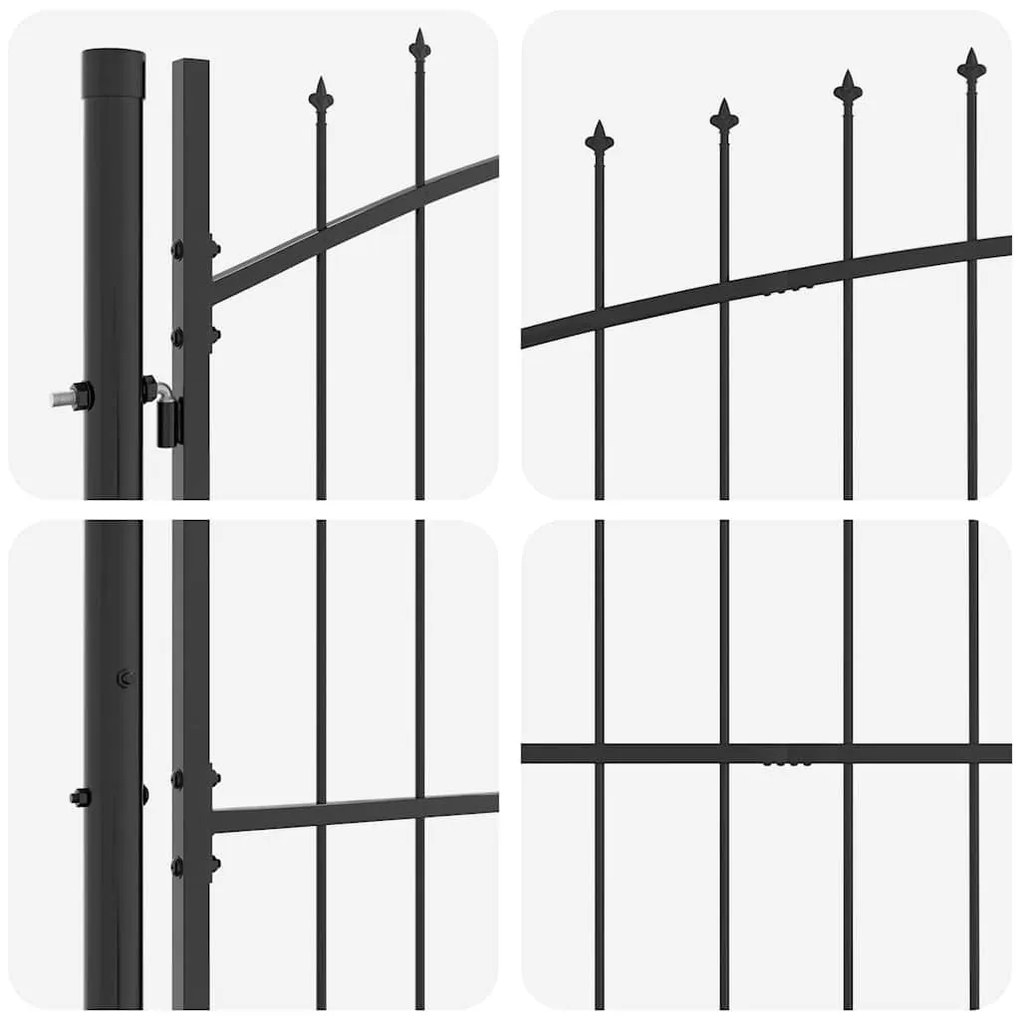 Portão de Jardim com Topo em Lança Dupla Abertura Cinza 175x300 cm Aço