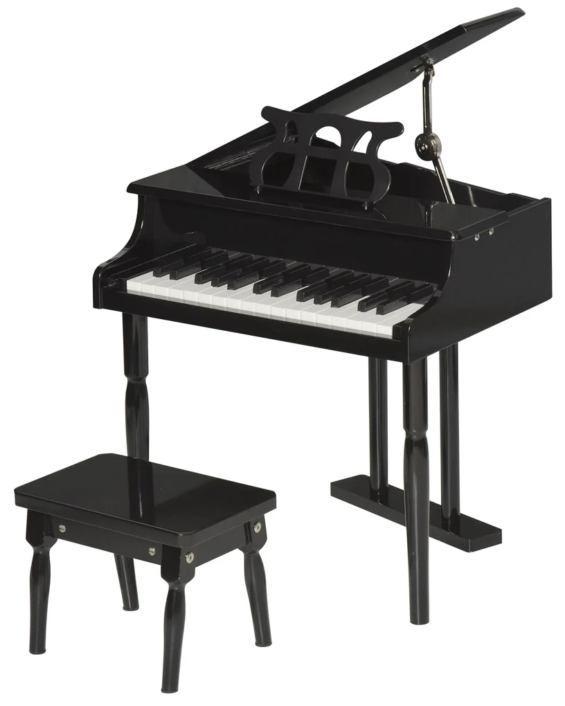 HOMCOM Piano para Crianças com 37 Teclas Piano Infantil com Microfone Banco  Luzes 22 Músicas e Entrada para MP3 e USB 48x39x69 cm Preto