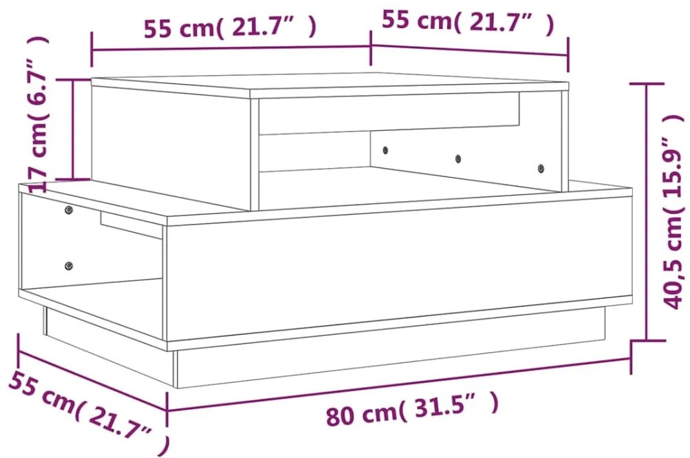 Mesa de centro 80x55x40,5 cm madeira de pinho maciça cinzento