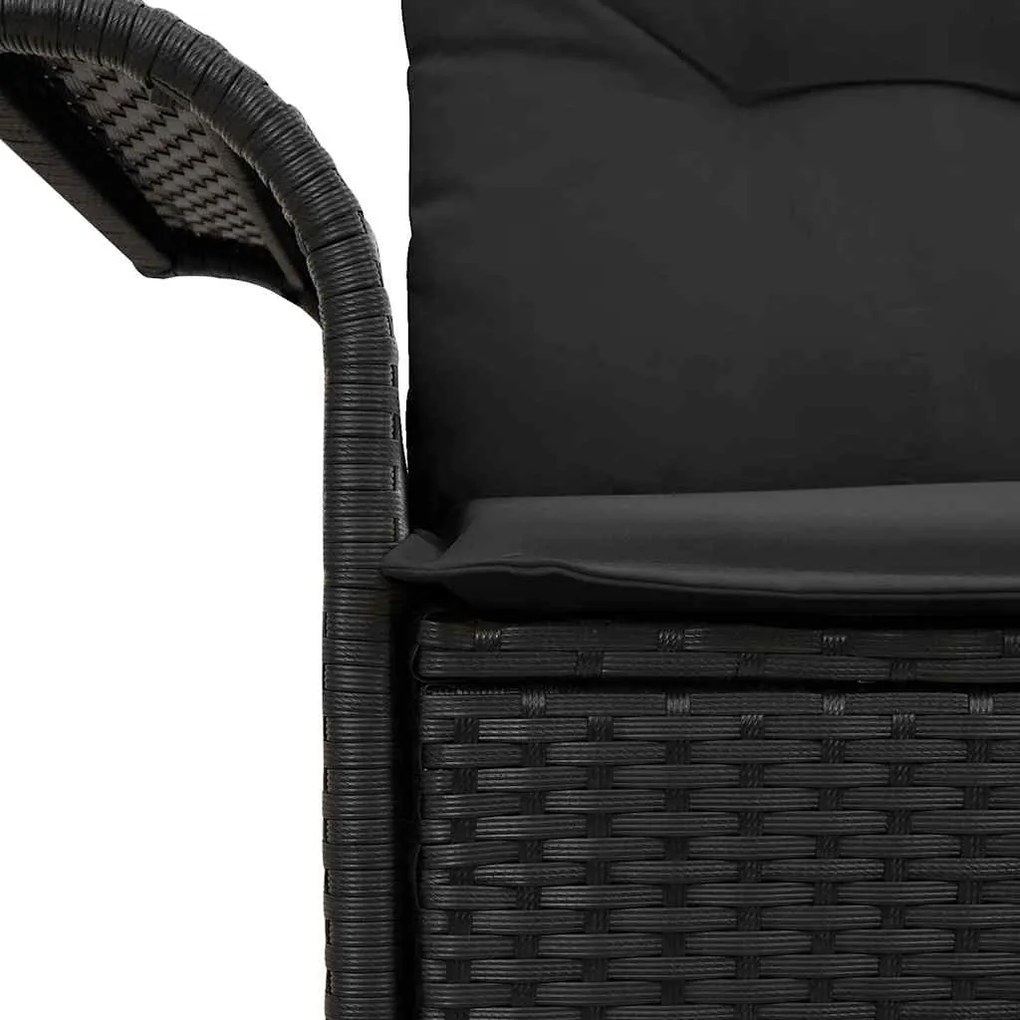 Sofá de Jardim de 2 Lugares com Armazenamento e Almofadas Preto de Pol
