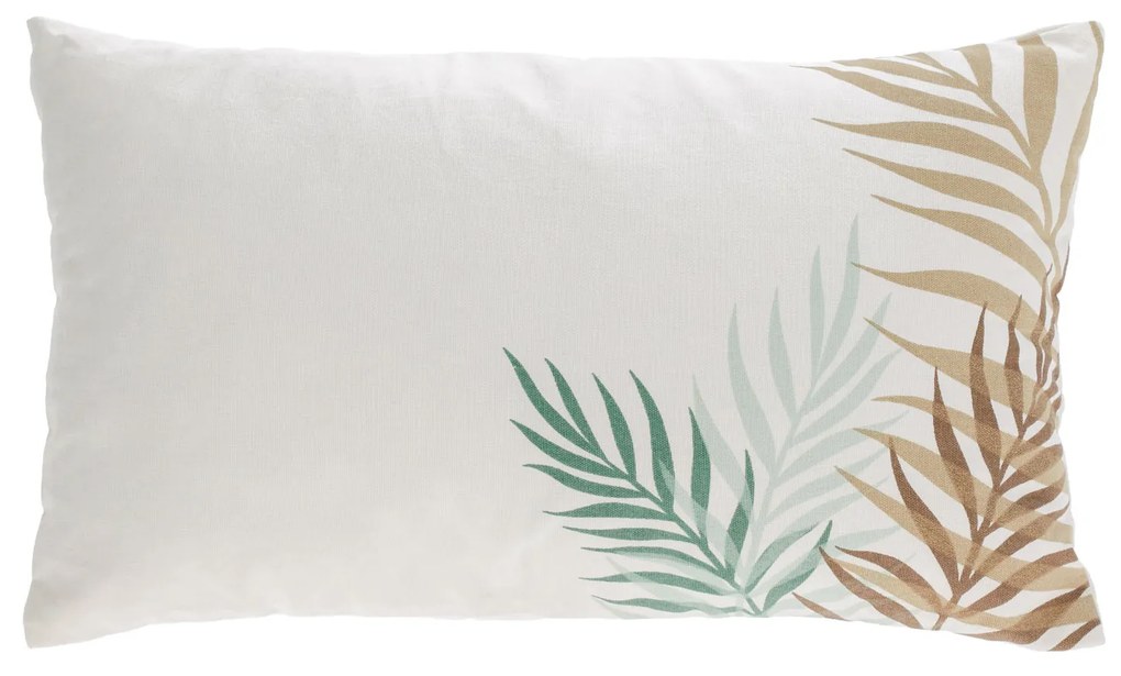 Kave Home - Capa almofada Amorela 100% algodão folhas verde 30 x 50 cm