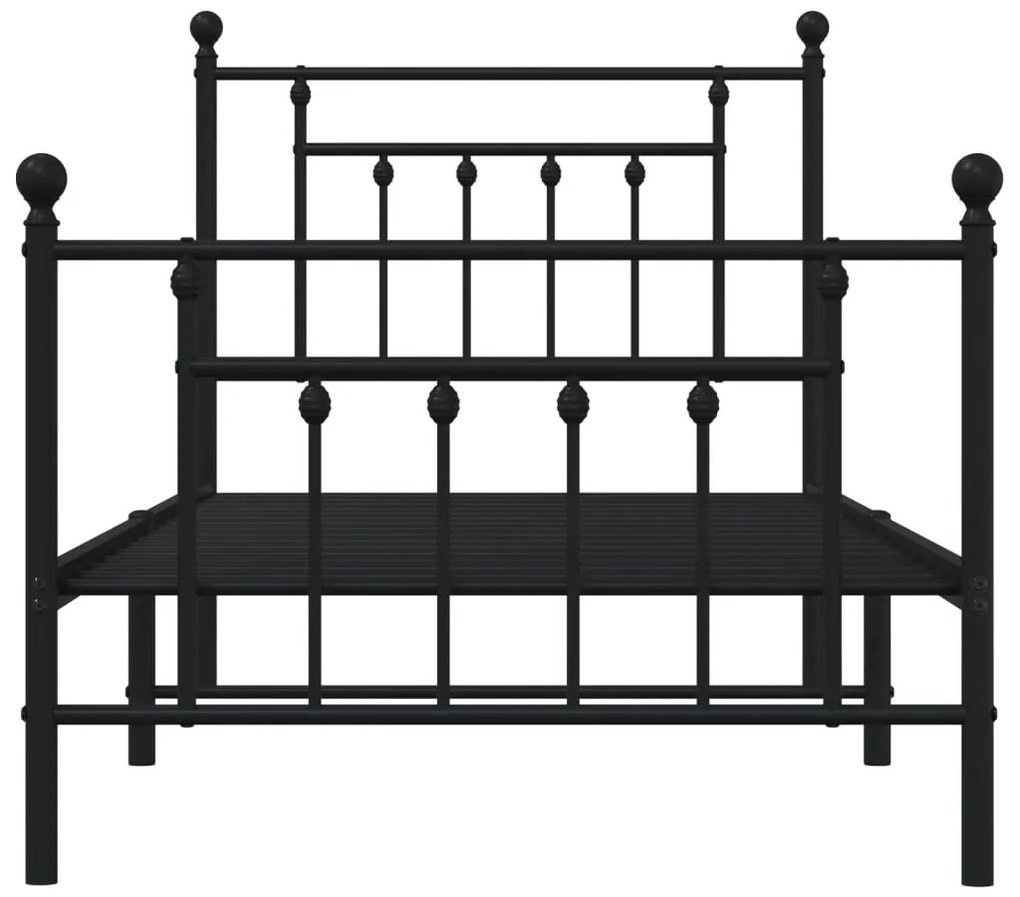 Estrutura de cama com cabeceira e pés 80x200 cm metal preto