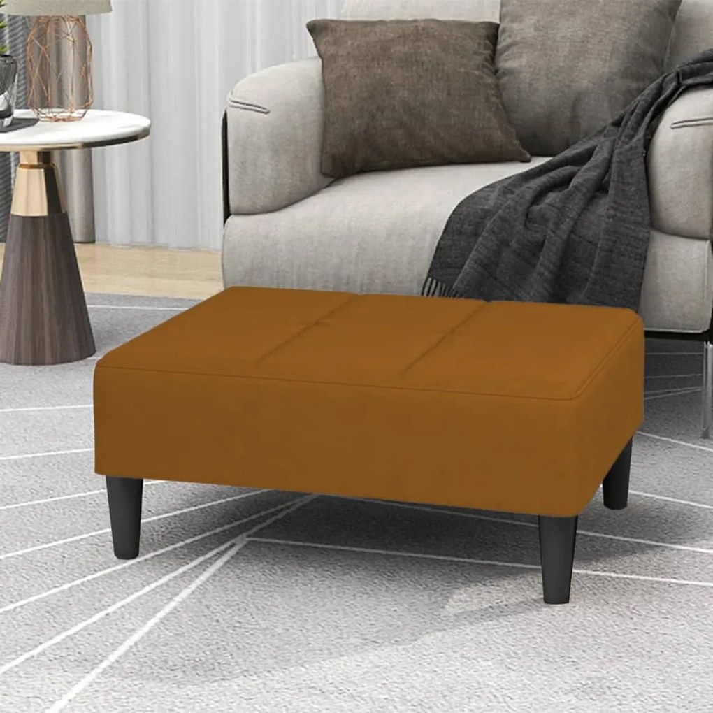 vidaXL Apoio de pés 78x56x32 cm veludo castanho
