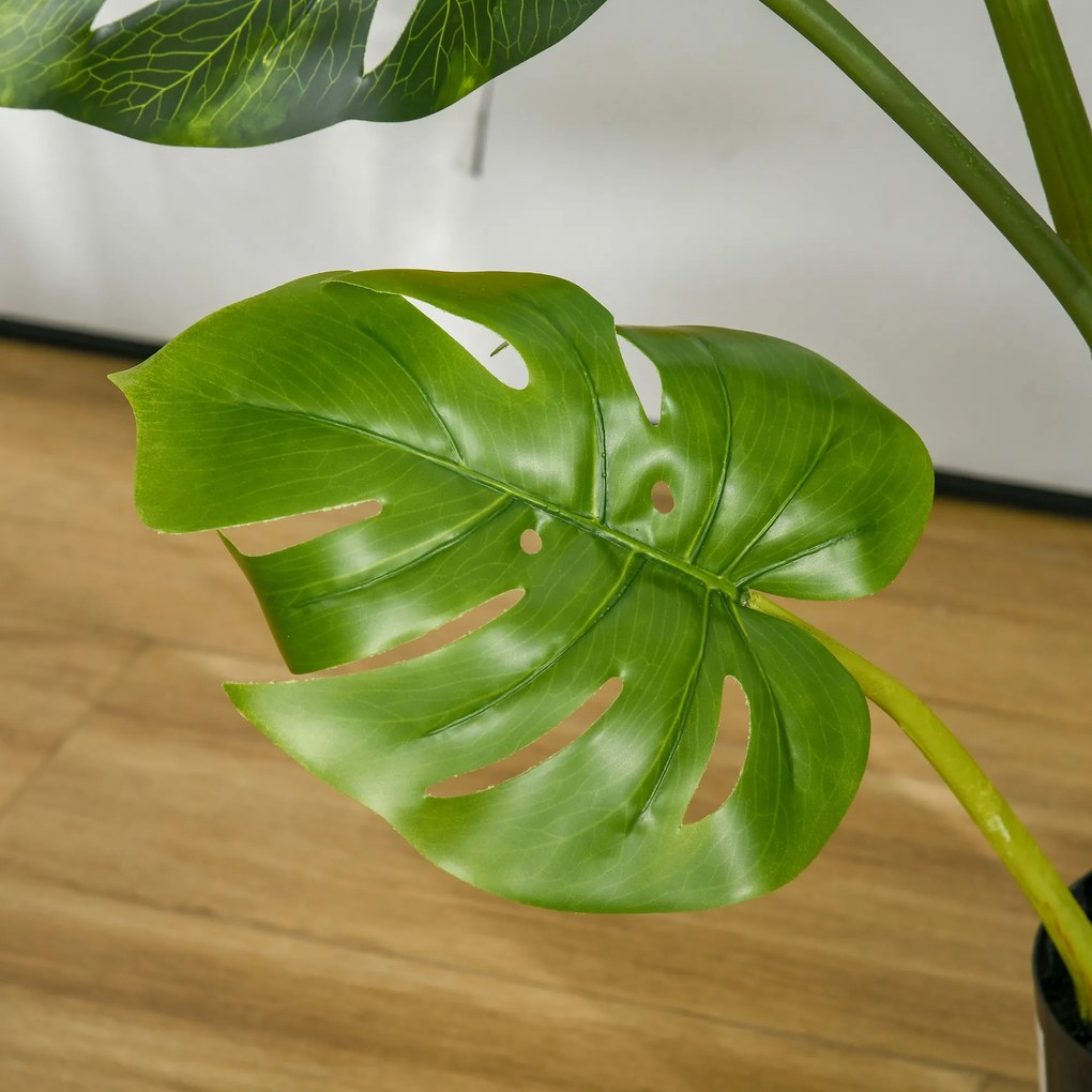 Planta Artificial Costela de Adão no Vaso 110cm de Altura Planta Artificial Tropical Decorativa com 11 Folhas para Casa Sala de Estar Dormitório Verde
