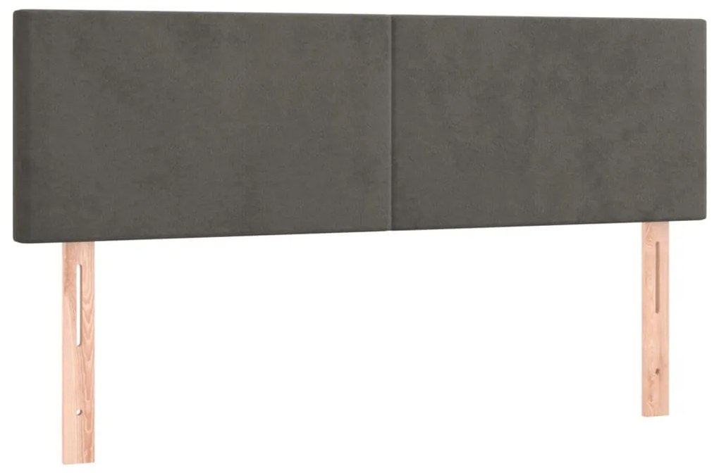 Cama box spring c/ colchão/LED 140x200cm veludo cinzento-escuro