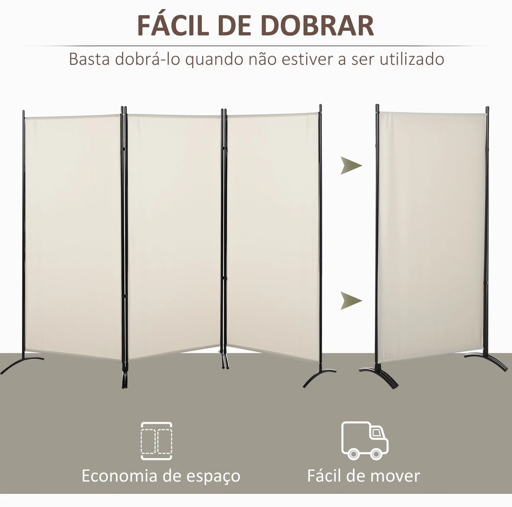 HOMCOM Biombo de 3 Paineis Separador de Ambientes Dobrável 253x50x182