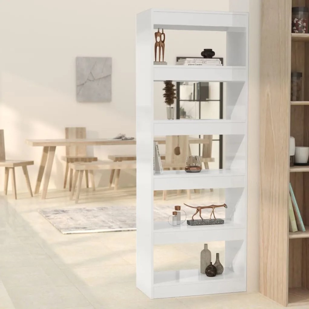 vidaXL Estante/divisória derivados de madeira branco brilhante