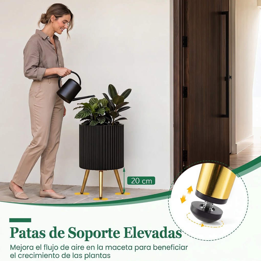 Floreira Alta para Plantas (NÃO INCLUIDA), 35 x 35 x 53,5 cm, Pernas Reguláveis, Preto