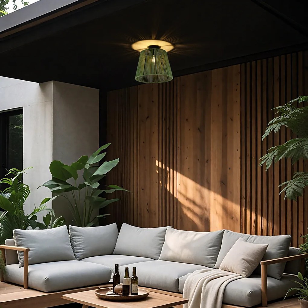 Plafon de exterior Japandi com corda verde IP54 - Jayla