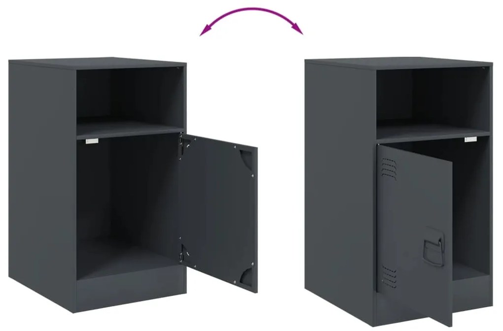 Mesas de cabeceira 2 pcs 34,5x39x62 cm aço antracite