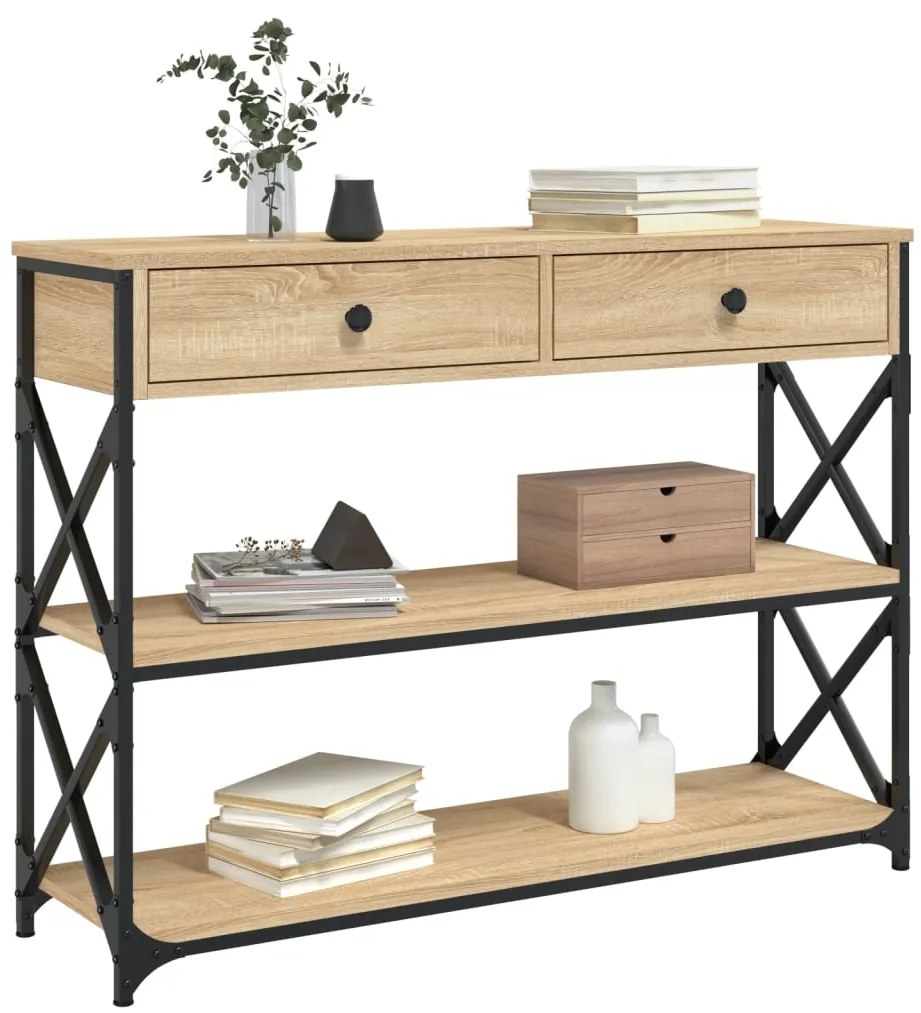 Mesa consola 100x28x75 cm derivados de madeira carvalho sonoma