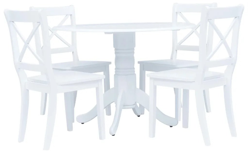 vidaXL 5 pcs conjunto de jantar madeira seringueira maciça branco