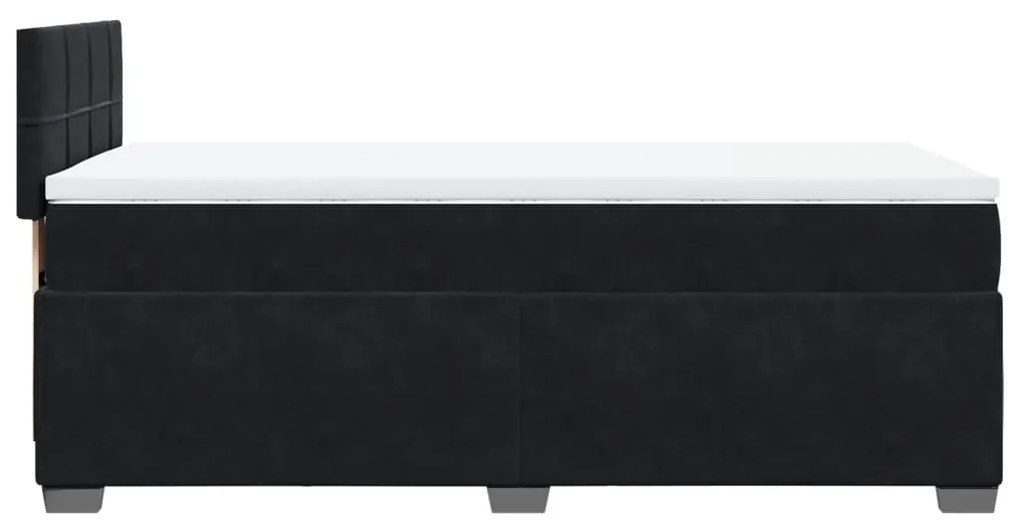 Cama com Molas/Colchão e Luzes Led - 90x190 cm - Veludo Preto