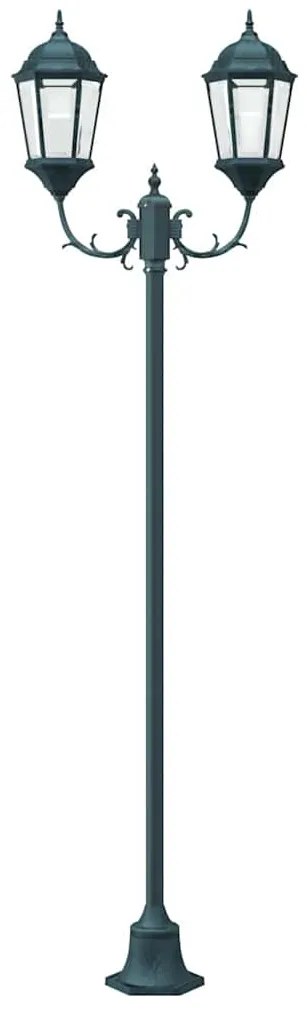 Poste de Luz de Jardim vidaXL 2-Lâmpada E27 Verde 220 cm Alumínio
