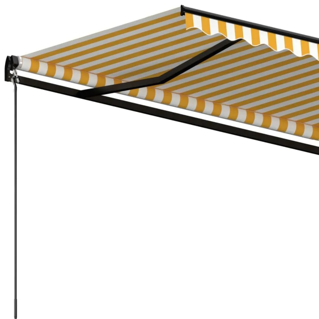 Toldo retrátil manual 500x350 cm amarelo e branco