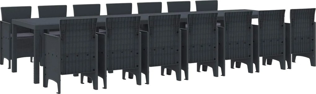 vidaXL Conjunto de Jantar para Jardim com Almofadas 15 pcs Antracite