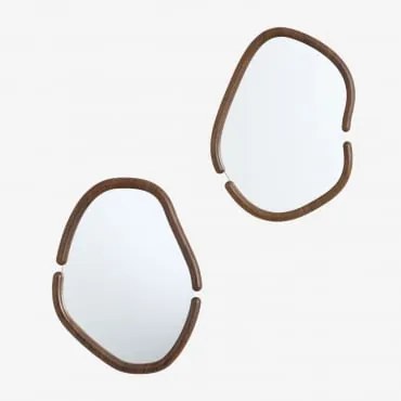 Conjunto De 2 Espelhos De Parede Irregulares Em Mdf Vixidel Madeira Escura - Sklum