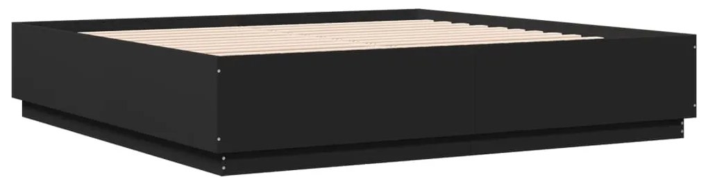 Estrutura cama c/ luzes LED 180x200 cm derivados madeira preto
