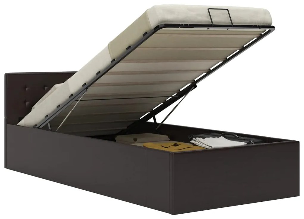 vidaXL Cama hidráulica c/ arrumação 90x200cm couro artificial cinza