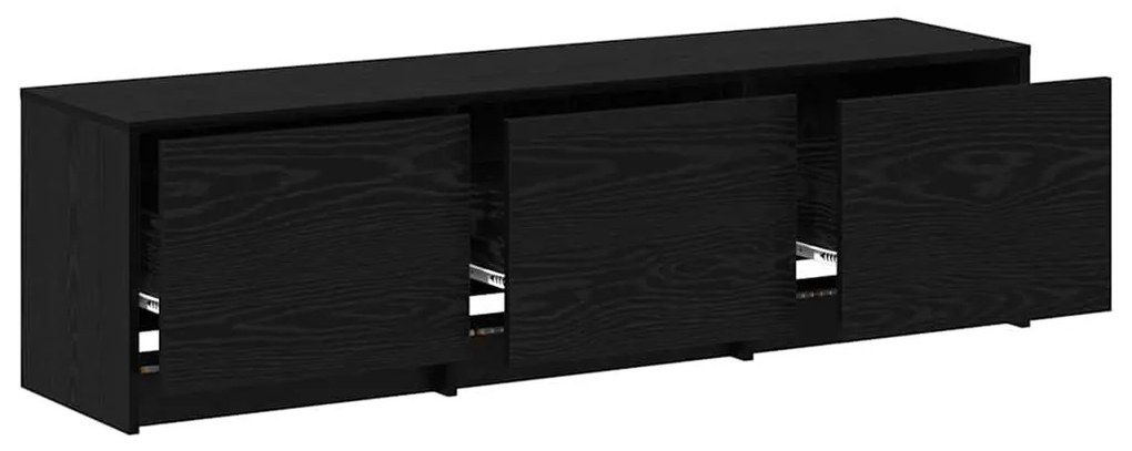 Armário de TV com LED Carvalho Preto 140x34x40 cm Madeira de Engenhari