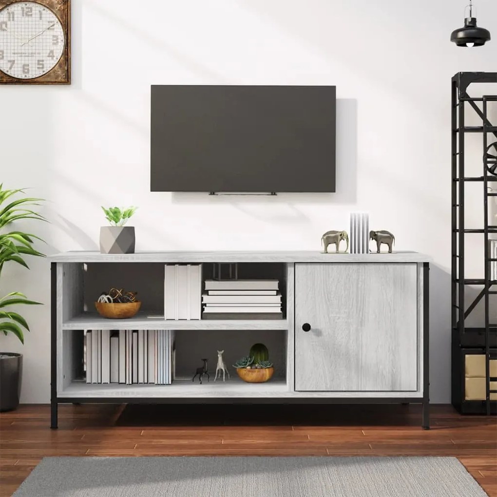 vidaXL Móvel de TV 100x40x45 cm derivados de madeira cinzento sonoma